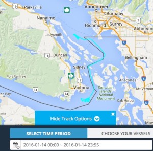 AIS track of the Ottawa on 1/14.